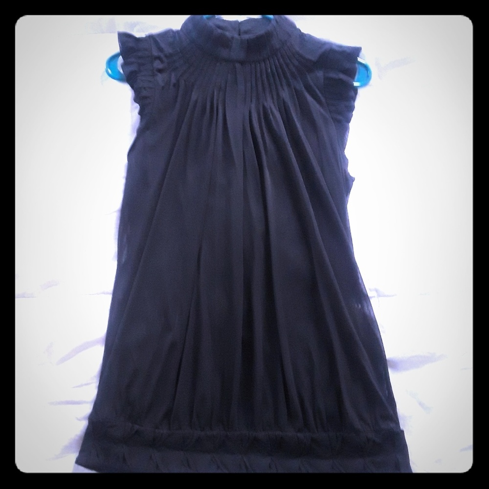 Sheer black high collared tunic